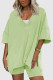 Light Green Casual Solid Basic V Neck Short Sleeve Two Pieces