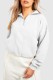White Casual Solid Patchwork Zipper Collar Tops