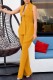 Earth Yellow Casual Solid Patchwork Turn-back Collar Sleeveless Two Pieces