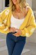 Yellow Casual Daily Patchwork Cardigan Outerwear