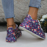 Purple Casual Frenulum Printing Round Comfortable Out Door Shoes