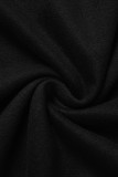 Deep Coffee Casual Solid Basic Hooded Collar Tops
