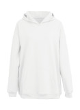 Deep Coffee Casual Solid Basic Hooded Collar Tops
