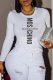 White Casual Daily Print Patchwork Letter O Neck Tops
