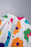 Yellow Casual Print Patchwork Shirt Collar Long Dress Dresses