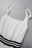 White Sexy Casual Patchwork Patchwork Backless Spaghetti Strap Skinny Romper