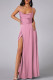 Pink Sexy Casual Solid Backless Cross Straps Slit Spaghetti Strap Long Dress Dresses