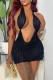 Black Sexy Solid Backless Halter Sleeveless Dress Dresses