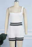 White Sexy Casual Patchwork Patchwork Backless Spaghetti Strap Skinny Romper