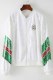 White Green Street Letter Sequins Mandarin Collar Outerwear