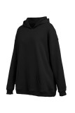 Deep Coffee Casual Solid Basic Hooded Collar Tops