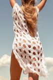 Black Sexy Solid Hollowed Out Slit Swimwears Cover Up