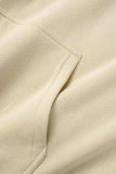 Deep Coffee Casual Solid Basic Hooded Collar Tops