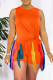 Tangerine Red Casual Solid Tassel Patchwork O Neck Sleeveless Two Pieces