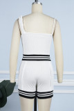 White Sexy Casual Patchwork Patchwork Backless Spaghetti Strap Skinny Romper