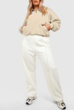 Light Gray Casual Solid Patchwork Zipper Collar Tops