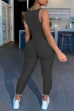 Rose Red Sexy Casual Solid See-through U Neck Skinny Jumpsuits (Subject To The Actual Object)