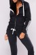 Black Casual Solid Patchwork Hooded Collar Long Sleeve Two Pieces