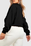 Light Gray Casual Solid Patchwork Zipper Collar Tops