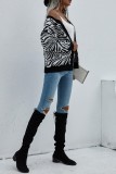 Black Casual Daily Patchwork Cardigan Outerwear