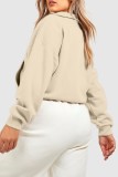 Light Gray Casual Solid Patchwork Zipper Collar Tops