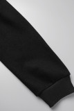 Deep Coffee Casual Solid Basic Hooded Collar Tops
