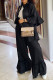 Black Casual Solid Cardigan Half Sleeve Two Pieces