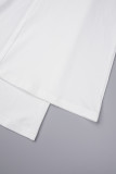 Cream White Casual Solid Patchwork U Neck Regular Jumpsuits
