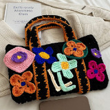 Blue Casual Patchwork Weave Bags