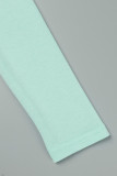 Light Green Casual Solid Basic O Neck Skinny Jumpsuits