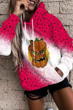 Rose Red Casual Print Basic Hooded Collar Tops