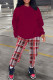 Burgundy Casual Print Basic O Neck Long Sleeve Two Pieces