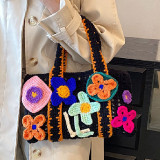 Blue Casual Patchwork Weave Bags