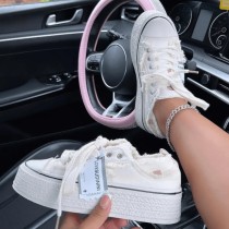 White Casual Patchwork Frenulum Contrast Round Comfortable Out Door Shoes