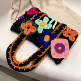 Blue Casual Patchwork Weave Bags