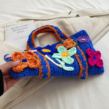 Blue Casual Patchwork Weave Bags
