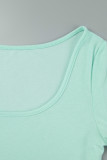 Light Green Casual Solid Basic O Neck Skinny Jumpsuits