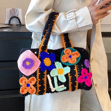 Blue Casual Patchwork Weave Bags