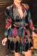 Multicolor Casual Print Patchwork Turndown Collar Long Sleeve Dresses