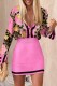 Rose Red Casual Print Basic V Neck Long Sleeve Two Pieces