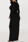 Pink Casual Solid Frenulum V Neck Long Sleeve Two Pieces