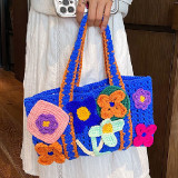 Blue Casual Patchwork Weave Bags