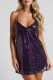 Purple Sexy Solid Sequins Patchwork Backless V Neck Sling Dress Dresses