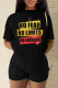 Black Casual Street Print Patchwork O Neck T-Shirts