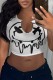 White Casual Print Vests Tops