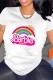 White Casual Letter Print Basic O Neck T-Shirts