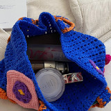 Blue Casual Patchwork Weave Bags