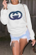White Daily Print Patchwork O Neck Tops