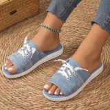 Deep Blue Casual Patchwork Round Comfortable Shoes
