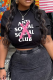 Black Casual Vintage Print Patchwork O Neck T-Shirts